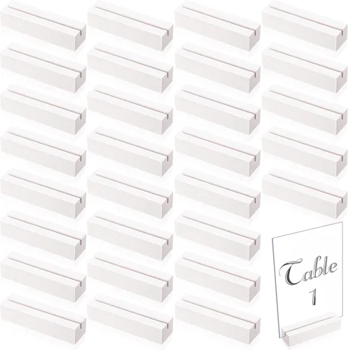 Vista 11 de Blosssound 24 tarjeteros de madera para colocar tarjetas, 3 x 1.6 x 0.8 pulgadas, color negro Table Number Stands Wedding Party Events, Name