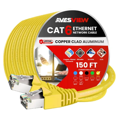 Vista 2 de Cable Ethernet blindado CAT 6 de 5 pies, para interiores de alta velocidad (SFTP) 10 Gbps blindado sin enganches, cable Ethernet de 5 pies