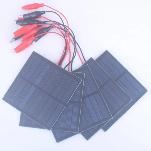 Vista 8 de 5 paneles solares pequeños, 1 W, 5 V, 200 mA, mini panel solar fotovoltaico de células solares con clip de alambre de 3.524 in x 3.524 in