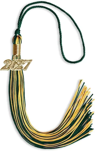 Vista 26 de Endea Graduation - Borla de doble color mixto con fecha dorada (negro/dorado antiguo, 2021)