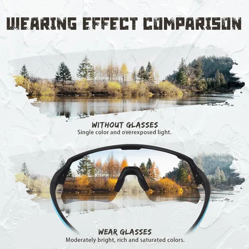 Vista 6 de Gafas de ciclismo polarizadas para hombres, mujeres y jóvenes, UV400, gafas de sol para bicicleta de montaña, MTB, correr, pesca, béisbol
