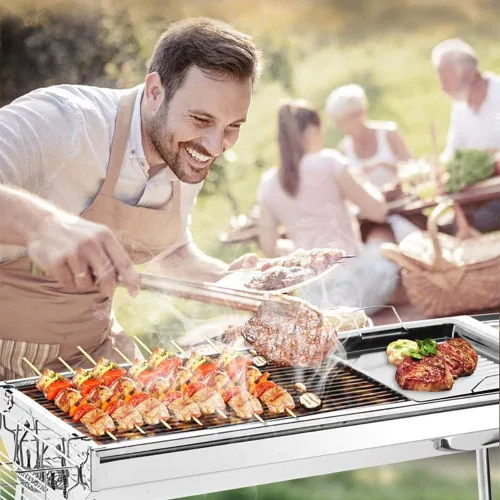 Vista 5 de Fu Store Brochetas de bambú de 6 pulgadas, paquete de 100 palitos de bambú, brochetas Shish Kabob, parrilla, aperitivo, fruta, maíz, fuente