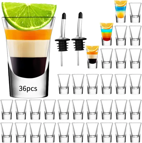 Vista 10 de SuproBarware Juego de 12 vasos de chupito a granel de 1.2 onzas con base pesada, ideal para tequila, vodka, licor