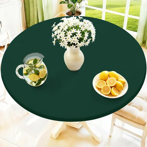 Vista 46 de Moosfor Mantel redondo de elastano, elástico ajustable impermeable para mesas de 18 a 24 pulgadas, mantel de picnic elástico lavable para Azul