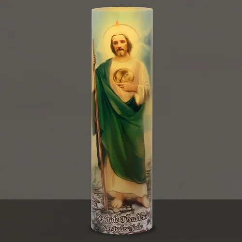 Vista 2 de Vela LED de oración de devoción sin llama Saint Jude