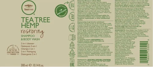 Vista 8 de Tea Tree Champú restaurador de cáñamo y gel de baño, limpiador 2 en 1, para todo tipo de cabello