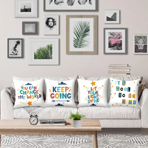 Vista 5 de Juego de 4 fundas de almohada para el aula de 18 x 18 pulgadas, fundas de almohada decorativas para niños y niñas