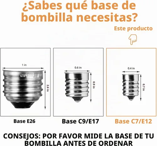 Vista 7 de Paquete de 25 bombillas Edison de repuesto, 7 vatios, base de candelabro E12 ST40, bombillas de vidrio transparente de repuesto para luces de cadena