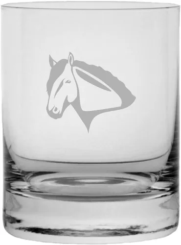 Vista 40 de Abaco Barb - Vaso de whisky con temática de caballo grabado (10.25 onzas)