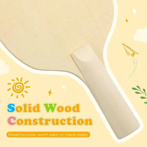 Vista 4 de Unfinished Wooden Ping Pong Paddles, 2 Pairs Unpainted Wood Table Tennis Paddles - Plain Wood Table Tennis Rackets for Indoor & Outdoor
