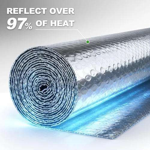 Vista 4 de Aislamiento de ventana para el calor del verano, rollo de aislamiento reflectante de burbujas de 16" x 10 FT, película reflectante para ventana