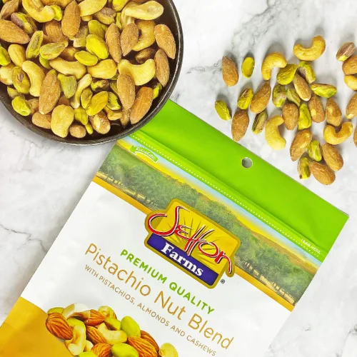 Vista 5 de Setton Farms Bolsa de mezcla de nueces de pistacho con almendras, pistachos y anacardos, bolsa resellable de 8 onzas