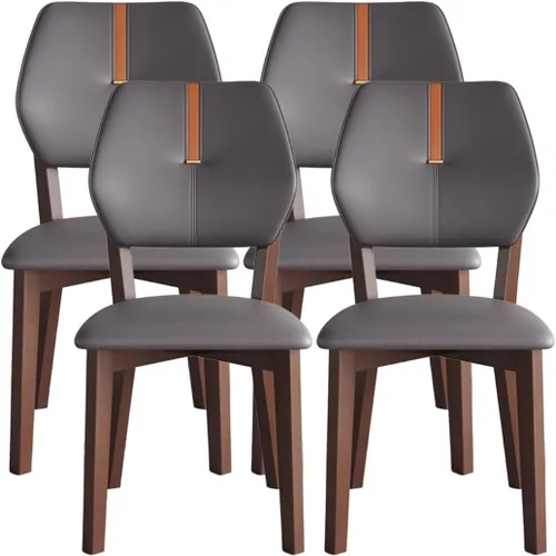 Vista 23 de YVYKFZD Solid Wood Dining Chairs Set, Leather Dining Room Chair, Armless Kitchen Chairs with Back, Upholstered Living Room Chair, for Bedroom Dark