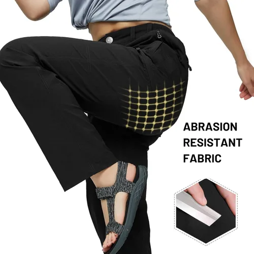 Vista 2 de MIER - Pantalón cargo para mujer, secado rápido, ligero, táctico, 6 bolsillos, elástico y resistente al agua