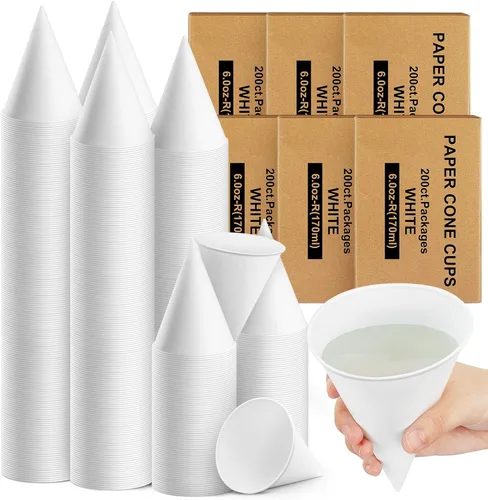 Vista 18 de Roshtia 100 tazas de cono de papel de 6 onzas gruesas desechables para hielo afeitado, dispensador de enfriador de agua para granizados