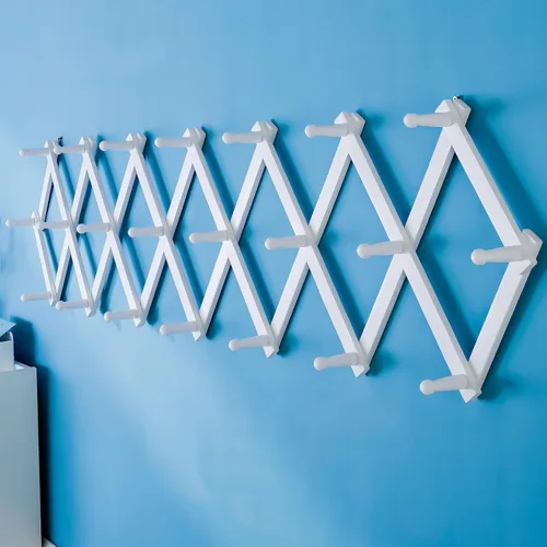 Vista 31 de SKOLOO Perchero de pared para sombreros con 14 ganchos, de madera maciza, moderno, perchero de pared expandible para abrigos, sombreros, bolsos