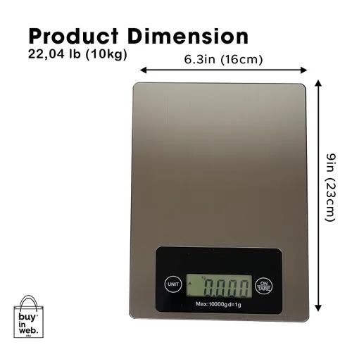 Vista 2 de BUY IN WEB Báscula de alimentos grande de EE. UU., báscula digital de cocina de acero inoxidable de 22 libras (22.0 lbs) para gramos y onzas