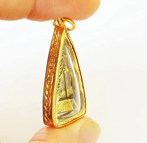 Vista 5 de Milagro Colgante Phra LP Tanjai Buda Thai & Yant Kroa Petch Sheet Gold Spell Yantra Charm Amuleto Talismán Protección Poder Fortuna Comercio Rico