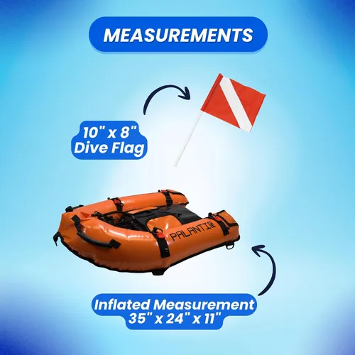 Vista 10 de Palantic Barco flotante inflable para pasarela de buceo con bandera de buceo y bomba de aire, naranja