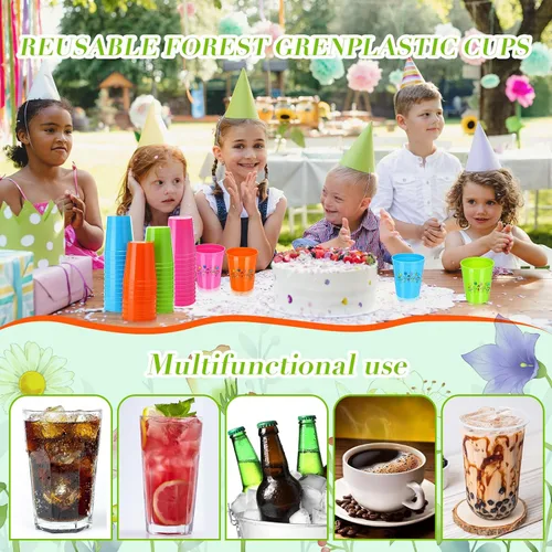Vista 7 de Yungyan Paquete de 12 vasos de plástico reutilizables de 16 onzas, 4