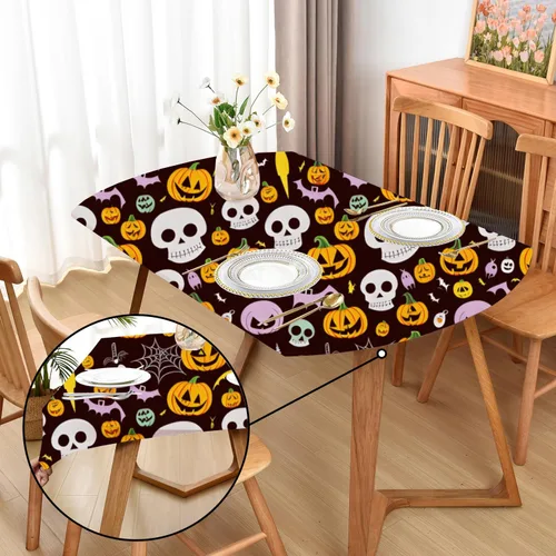 Vista 68 de Mantel ajustado blanco con elástico para mesas plegables de 48x48 pulgadas, manteles lavables y elásticos de elastano para mesas de cartas, manteles