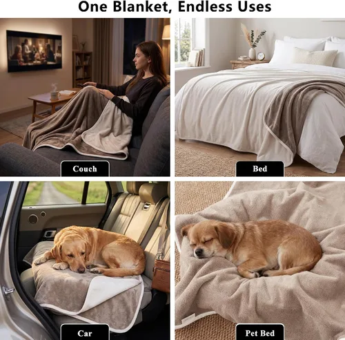 Vista 5 de Manta impermeable para perros pequeños, a prueba de fugas, manta reversible para sofá, cama, protector de muebles lavable a máquina, 25 x 35
