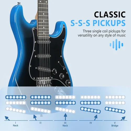 Vista 2 de GLARRY Guitarra eléctrica de tamaño completo para principiantes amantes de la música con amplificador de 20 W y paquete de accesorios para guitarra