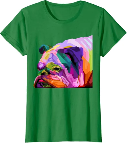 Vista 33 de Camiseta de retrato pop artístico de bulldog británico inglés para dueños de perros, Negro, S