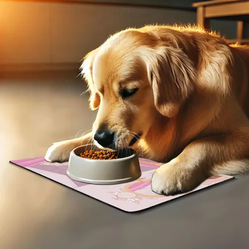 Vista 3 de Lunarable Tapete femenino para mascotas para alimentos y agua, diseño en el palacio de los dibujos animados para baño, armario de baño, tapete