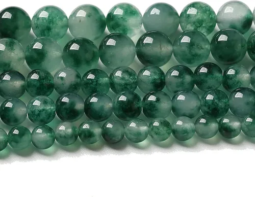 Vista 73 de 36 piezas de cuentas sueltas de espacio de jade de epidoto verde y rojo natural de 10 mm, cuentas redondas para hacer joyas DIY, collares, pulseras