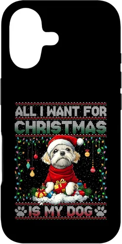 Vista 32 de Maltese Christmas Tree Lights Decorations Dog Lover Xmas Case for iPhone 16