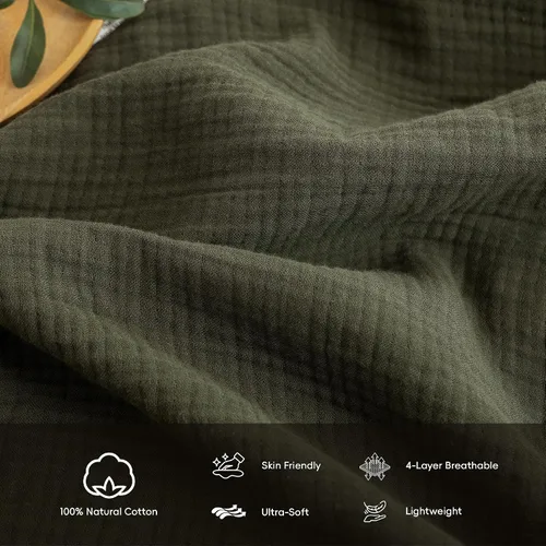Vista 32 de FOSSA Manta de Muselina con Flecos - Gasa de Algodón 100% de 4 Capas Súper Suave y Transpirable - Manta Decorativa Ligera y Refrescante para Cama