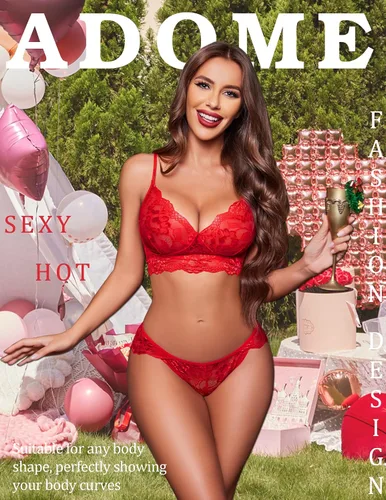Vista 4 de ADOME - Conjunto de brasier y pantaleta de encaje, para mujer