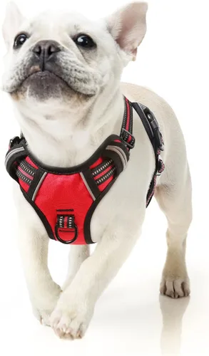 Vista 38 de HEELE Arnés para perro pequeño sin tirones con mango suave, arnés reflectante ajustable, color negro, XS Reflective Front Clip Vest with Control