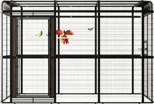 Vista 8 de wonline Jaula para pájaros extra grande de 10 pies para periquitos, pajarera al aire libre, jaula para loros con percha, jaula para aves resistente