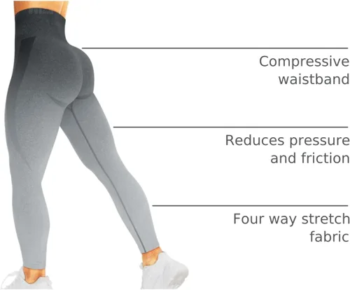 Vista 144 de HIGORUN - Leggings sin costuras para mujer, moldeadores, con diseño gráfico de sonrisas, de cintura alta, para el gimnasio, yoga o hacer ejercicio