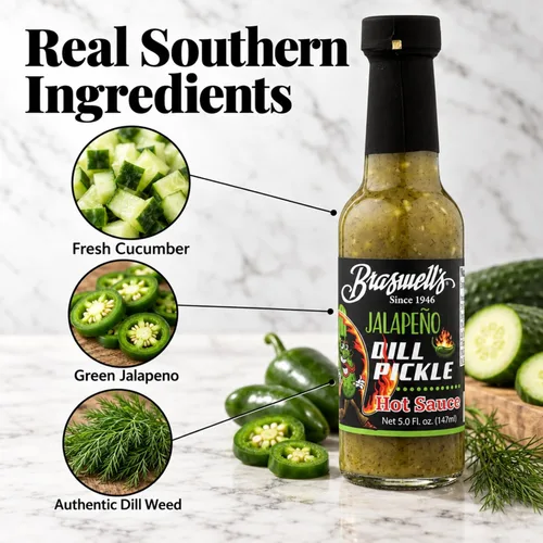 Vista 3 de Braswell's Salsa picante de jalapeño con eneldo y pepinillo