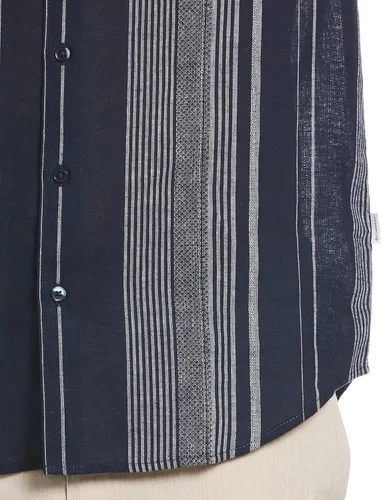 Vista 3 de Cubavera Camisa de manga corta con textura de teñido de hilo para hombre
