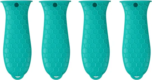 Vista 8 de 4 soportes de silicona para mango caliente, agarradera para sartenes de hierro fundido, funda de goma antideslizante para mango de olla resistente
