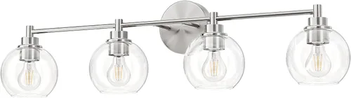 Vista 11 de VONLUCE Accesorios de iluminación de baño, luz de tocador de baño de 2 luces con pantallas de vidrio globo E26, luces de tocador para dormitorio