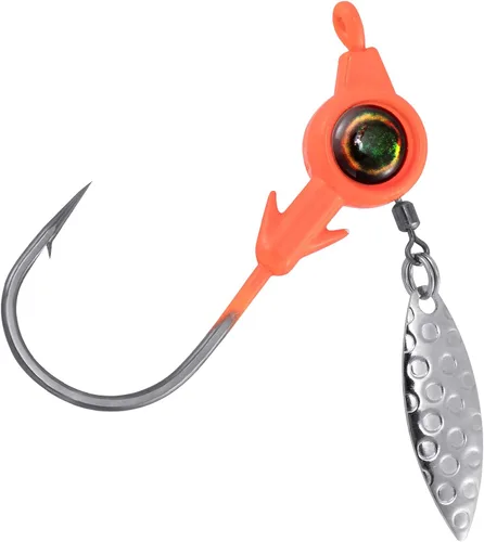 Vista 13 de Dr.Fish Paquete de 10 jigs Underspin Jigs Heads 3D Eye Freshwater Swimbait Jig Freshwater Bass Walleye Fishing Mustad Hooks Sauce Blade 1/8oz