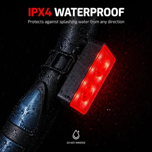 Vista 5 de Bike Lights for Night Riding, USB Rechargeable, Front and Back, 3+4 Modes, Headlight and Taillight Set, IP44 Waterproof, Accessories, Night, (2 Pack)