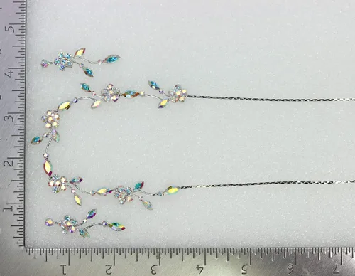 Vista 5 de Faship - Juego de collar y aretes con cristales de imitación florales AB