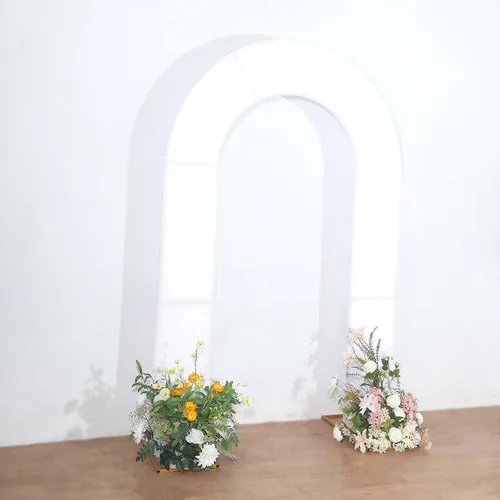 Vista 19 de Efavormart - Funda de arco abierto de elastano beige de 7 pies, doble cara, ajuste cómodo, en forma de U, para bodas escandalosas y decoración