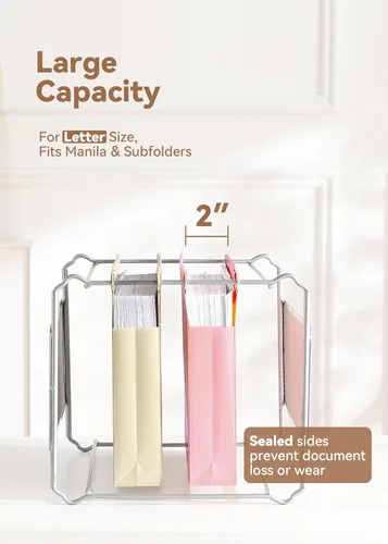 Vista 2 de SortRax Carpetas colgantes de plástico, expansión de 2 pulgadas Pastel