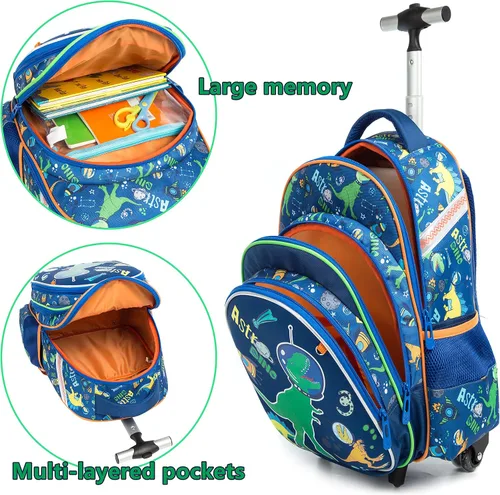 Vista 5 de Mochila con ruedas para niños y niñas con ruedas Blue-konglong