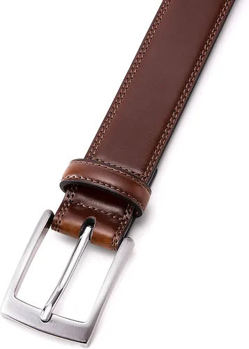 Vista 4 de MILORDE Cinturón de vestir de cuero genuino para hombre, hecho a mano, 100% cuero de vaca, diseños clásicos y modernos para trabajo, negocios y uso