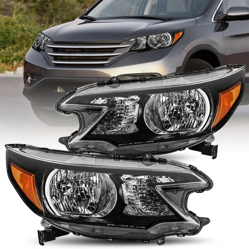 Vista 18 de JSBOYAT Conjunto de Faros Delanteros de Reemplazo para Honda CR-V 2012-2014 Faro Delantero Lámpara Halógena con Bombillas, Carcasa Negra con Carcasa