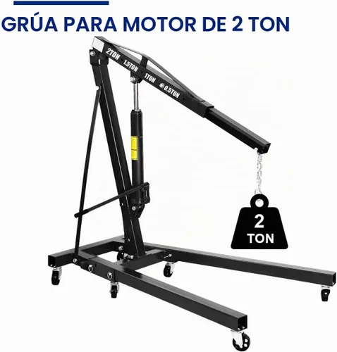 Vista 4 de Goplus - Grúa plegable para motor con capacidad para 2 toneladas, plataforma elevadora, para taller, de acero resistente y 6 ruedas de hierro
