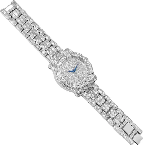 Vista 5 de Charles Raymond Bling-ed Out Ultimate Hip Hop Royalty Reloj para hombre con número romano de fácil lectura o indicadores de tiempo de diamantes